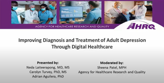 Title Graphic for the "Improving Diagnosis and Treatment of Adult Depression Through Digital Healthcare" Webinar